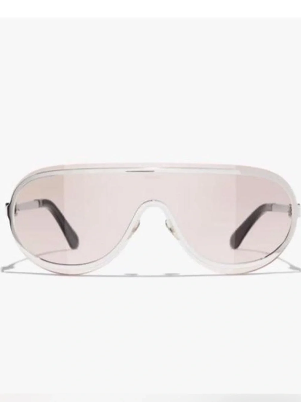CHANEL Silver Frame Sunglasses with Pink Lenses